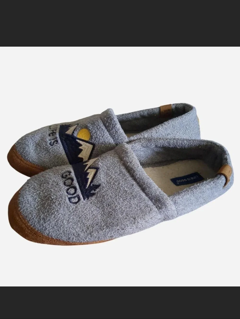 Vintage Style Life Is Good Mountain Fleece Slippers Gorpcore Mocs Size 10 M